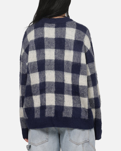 Carre Ombre Knitted Jumper Navy Plaid