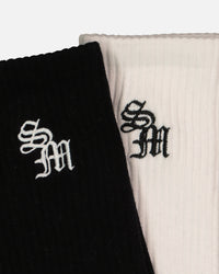 Saint Morta Monogram Crew Socks 2 Pack Black