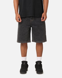 S Double Denim Standard Shorts Washed Black