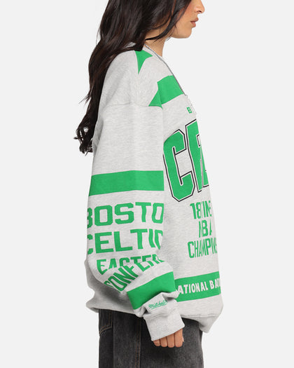Mitchell & Ness Boston Celtics Letterform Crewneck Grey Marle/Official Team Color