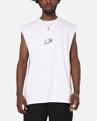 Carre Panelled Muscle T-Shirt White