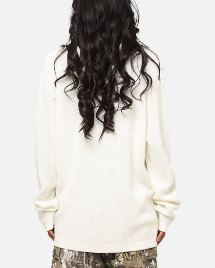 XXIII Zyair Knit Rib Long Sleeve Button Up Shirt Cream
