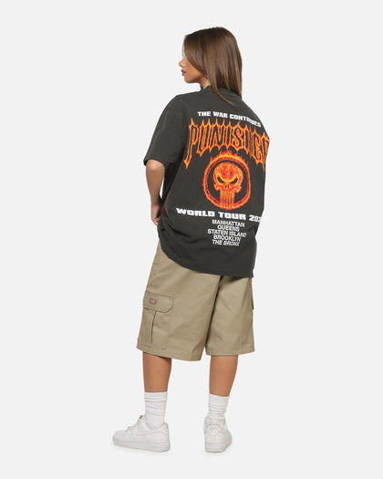 73Studio Marvel Punisher Flames Heavy T-Shirt Black Wash