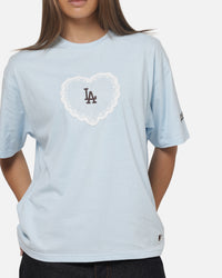 Majestic Athletic Women's Los Angeles Dodgers Heart Applique Oversized T-Shirt Baby Blue