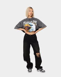 MNML Women's Baggy Distressed Jeans Vintage Black