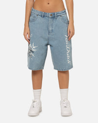 Von Dutch Skull Jean Shorts Mid Blue Denim