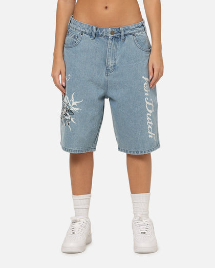 Von Dutch Skull Jean Shorts Mid Blue Denim