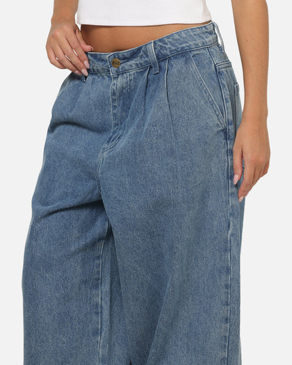 Carre Astor Pleated Jeans Mid Blue