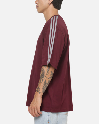 Adidas 3 Stripes Oversized T-Shirt Maroon