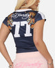 Ed Hardy Women's Football Baby T-Shirt Navy/White