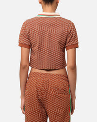XXIII Women's Cropped Printed Polo Shirt Brown