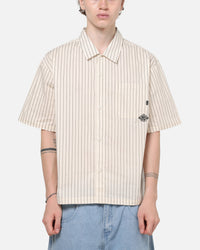Carre Signature Rose Button Up Shirt Natural Pinstripe