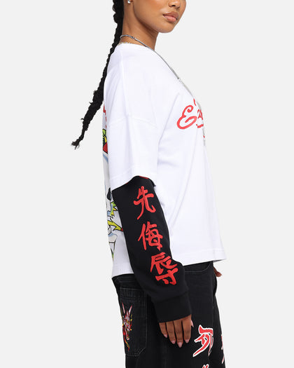 Ed Hardy Skull Layered Long Sleeve T-Shirt White