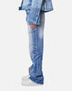 MNML Panelled Moto Denim Jeans Washed Blue
