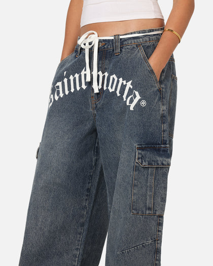 Saint Morta Gothic Denim Cargo Pants Dirty Denim
