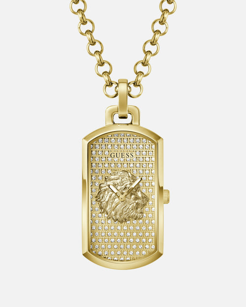 Guess Mainline Kane Glitz Lion Gold Necklace Gold