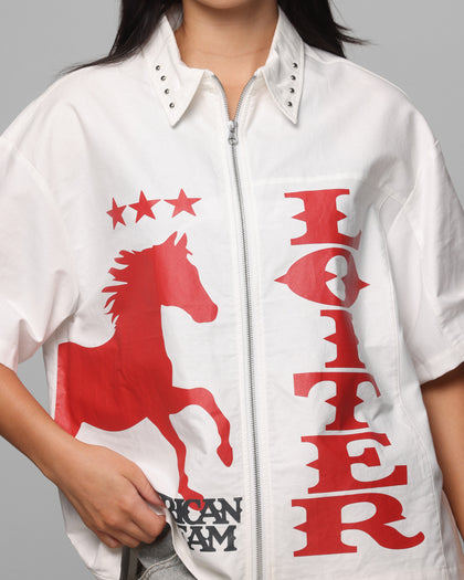 Loiter Rodeo Zip Up Shirt Off White