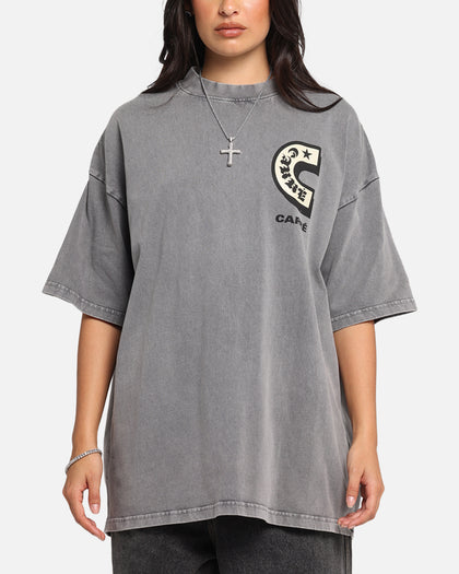 Carre Sacred Letter Mock Neck T-Shirt Washed Charcoal