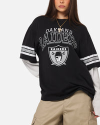 Mitchell & Ness Oakland Raiders Waffle Mock Layer Long Sleeve T-Shirt Black