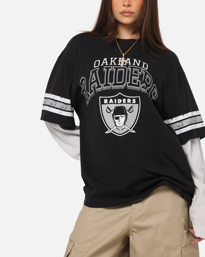 Mitchell & Ness Oakland Raiders Waffle Mock Layer Long Sleeve T-Shirt Black