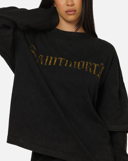 Saint Morta Scripture Long Sleeve Layered T-Shirt Vintage Black