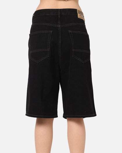 S Double Denim Standard Shorts Black Rinse