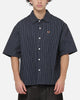 Carre Grid Short Sleeve Button Up Shirt Vintage Navy/Ecru Pinstripe