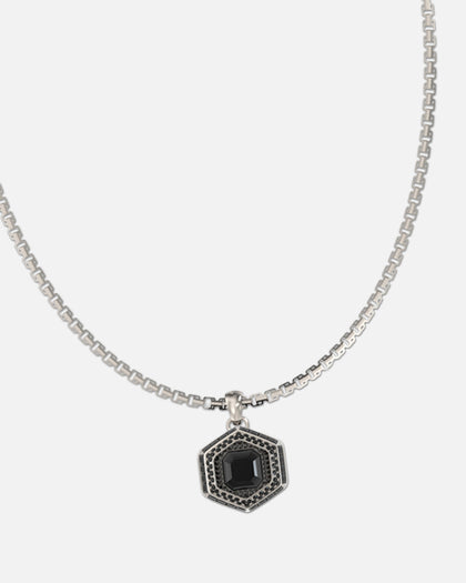 Guess Mainline Lion King Crystal Exagon Necklace Silver