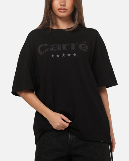 Carre Applique T-Shirt Solid Black