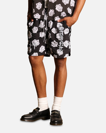 Saint Morta Vintage Rose Beach Shorts Black