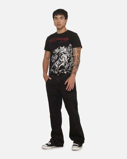 Ed Hardy Faded Bootcut Jeans Washed Black