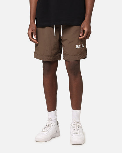 Saint Morta Gothic Nylon Shorts Chocolate