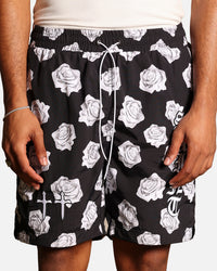 Saint Morta Vintage Rose Beach Shorts Black