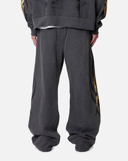 MNML Gold Foil Tribal Sweatpants Washed Black