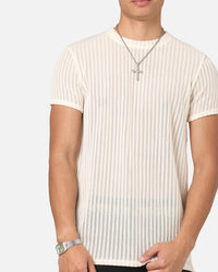 Sik Silk Textured Muscle Fit T-Shirt White