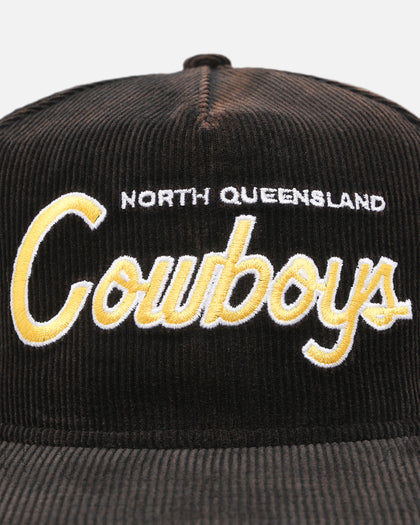 New Era North Queensland Cowboys 'NRL Golfer Washed Black' Pre-Curved Corduroy Golfer Snapback Washed Black