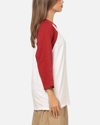 Nike 3/4 Sleeve Raglan Top Crimson/White