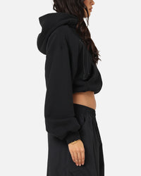 Nike Women's Sportswear Full-Zip Cropped French Terry Hoodie Black