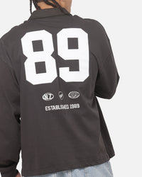 Mitchell & Ness All Blacks Rugby Long Sleeve Polo Shirt Washed Black