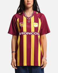 Bleacher Athletic Brisbane Broncos NRL 1908 Collared T-Shirt Official Team Colour