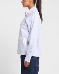 Loiter Chopper Long Sleeve Shirt Blue/White
