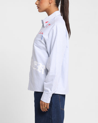 Loiter Chopper Long Sleeve Shirt Blue/White
