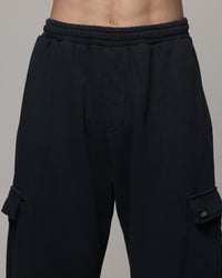 American Thrift Cargo Wide Leg Track Pants Washed Black
