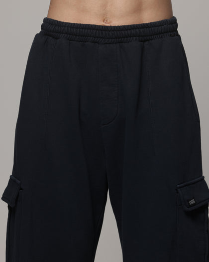 American Thrift Cargo Wide Leg Track Pants Washed Black