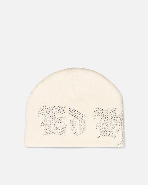 Ed Hardy Rhinestone Beanie Off White