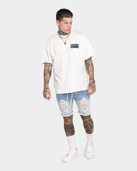 EN ES Gunner Skinny Ripped Shorts Gradient Blue