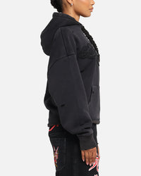Ed Hardy Distressed Hoodie Washed Black
