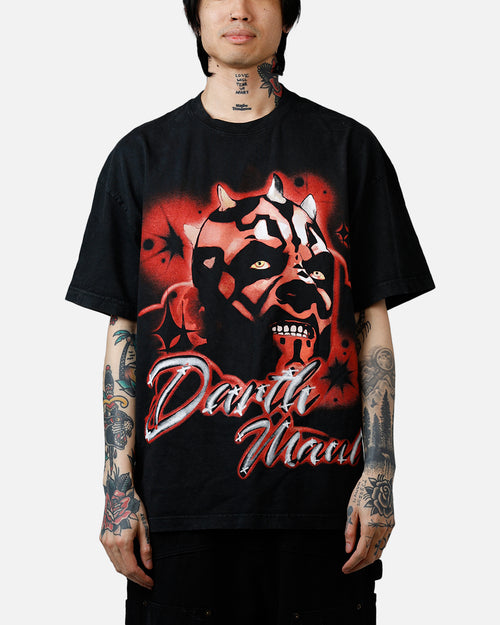 73Studio Star Wars Darth Maul Airbrush T-Shirt Black Acidwash