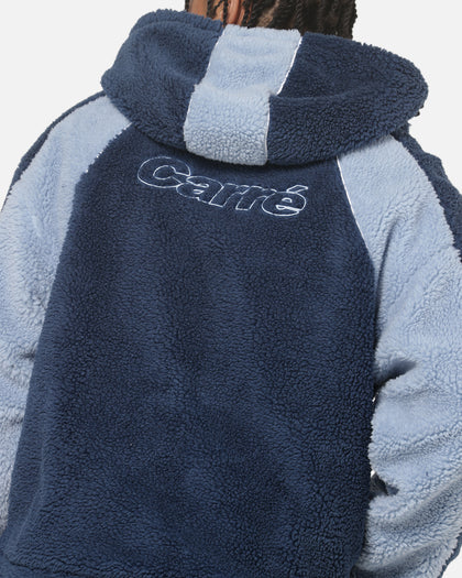 Carre Cream Sherpa Hood Zip Jacket Navy