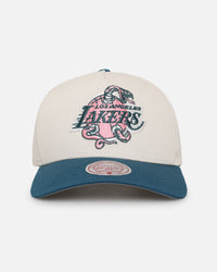 Mitchell & Ness Los Angeles Lakers 'Deep Emerald' Pro Pinch Snapback Off White/Green